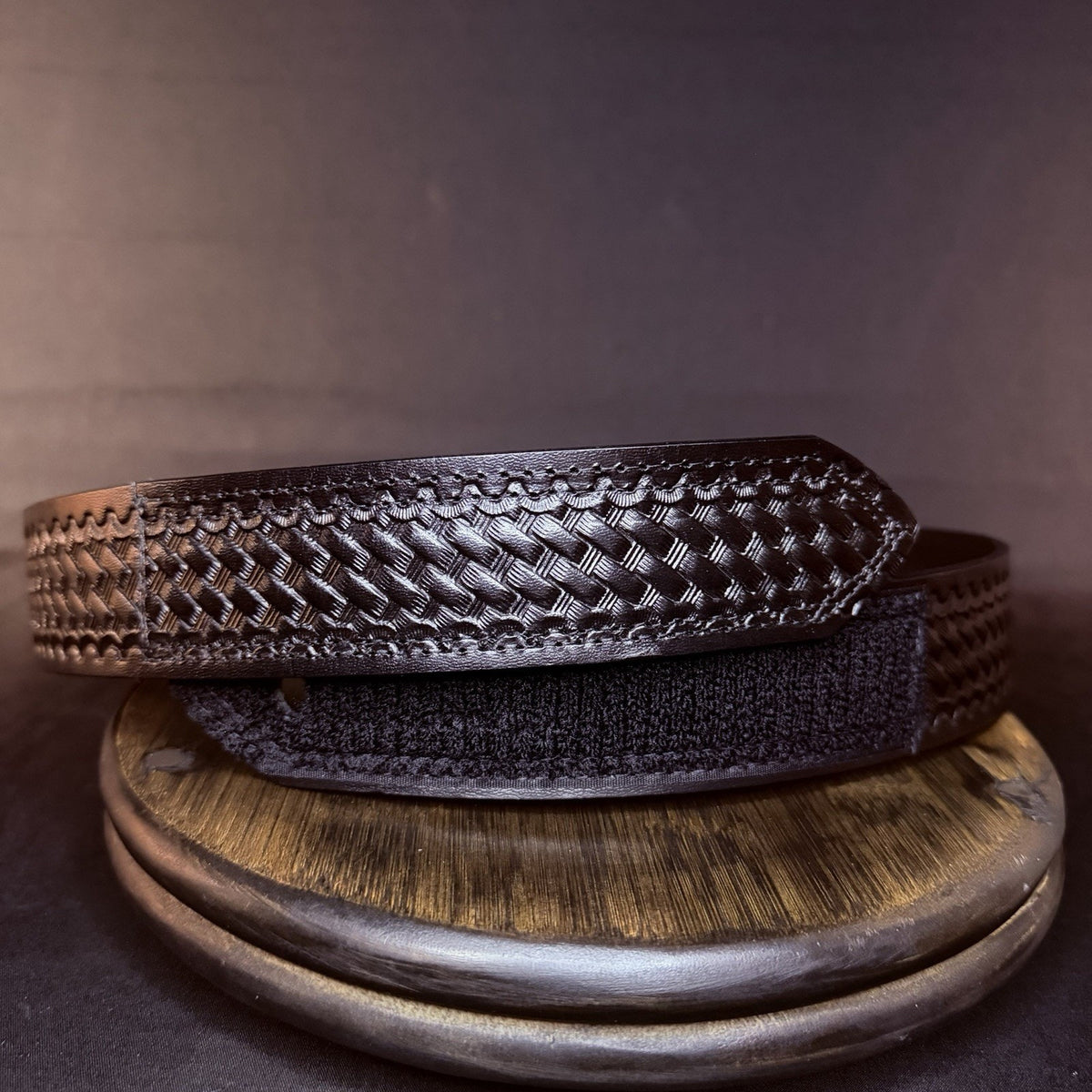Boston Leather Hook & Loop Duty Belt Size 38" Basketweave Leather 1.75" 6635