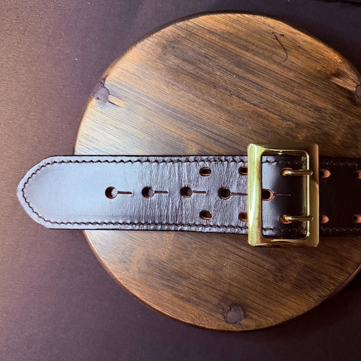 Dutyman Sam Browne Duty Belt Size 28" Black Leather Brass Buckle 2.25" Wide