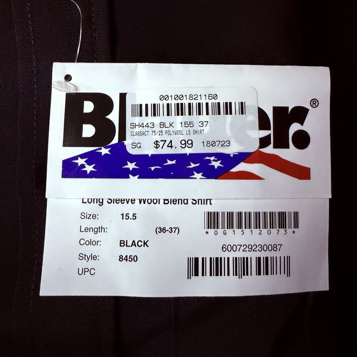 Blauer Long Sleeve 8450 Shirt Size Medium 15.5 Black Wool Class A Uniform