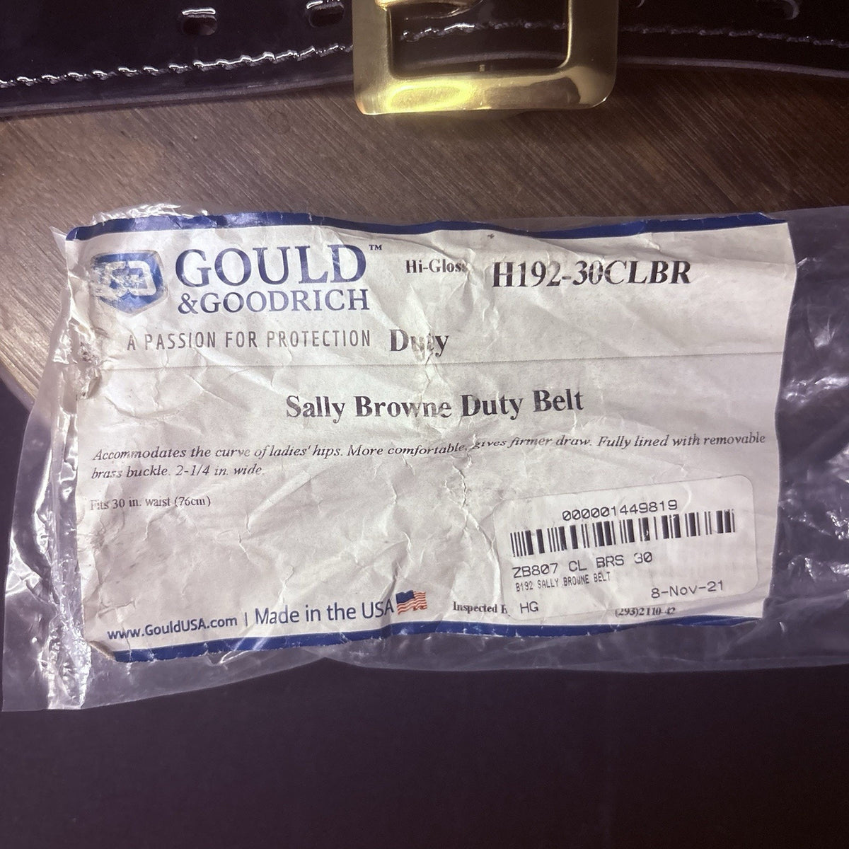 G&G Women's Duty Belt Size 30" SALLY BROWNE USA High Gloss Leather, Brass Buckle