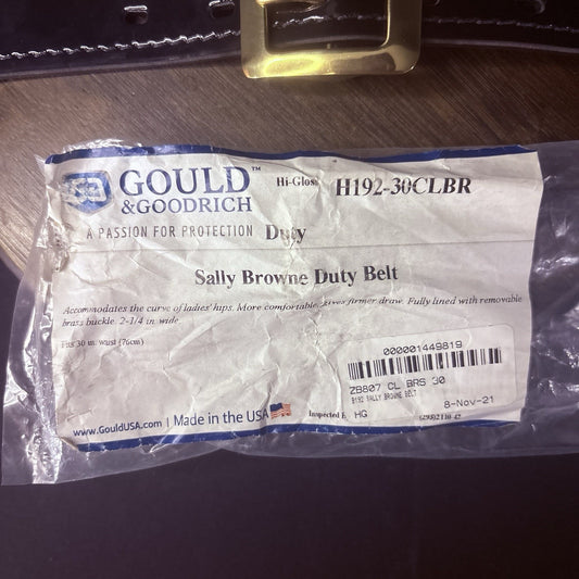 G&G Women's Duty Belt Size 30" SALLY BROWNE USA High Gloss Leather, Brass Buckle