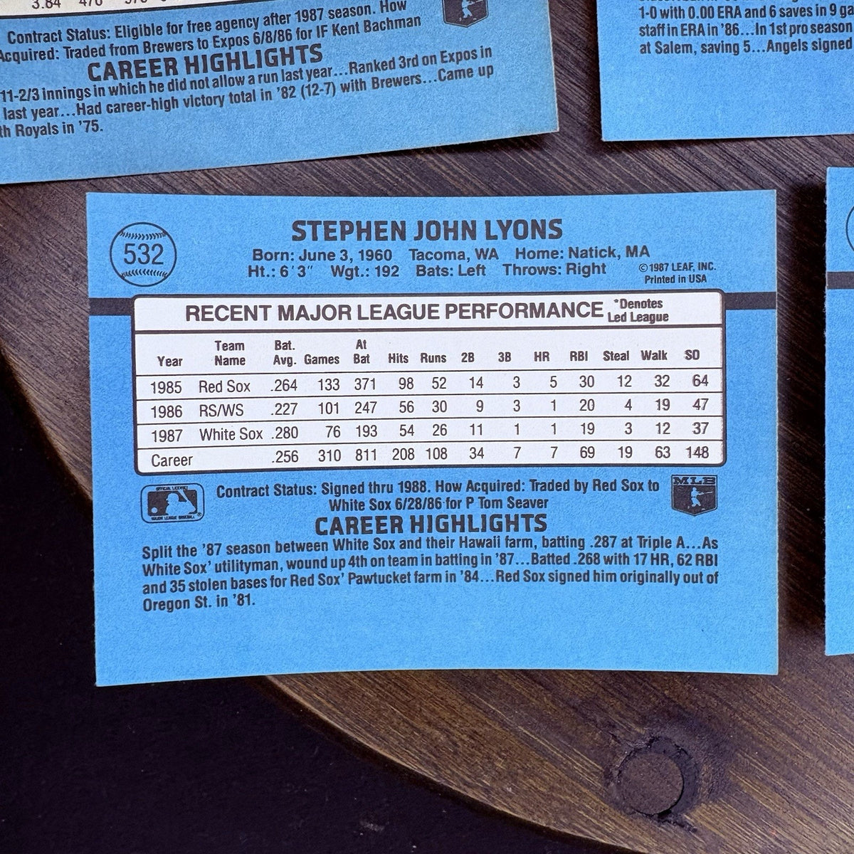 Donruss 1988 High Grade Cards #529, #530, #531, #532, #533 MLB Baseball (Lot 5)