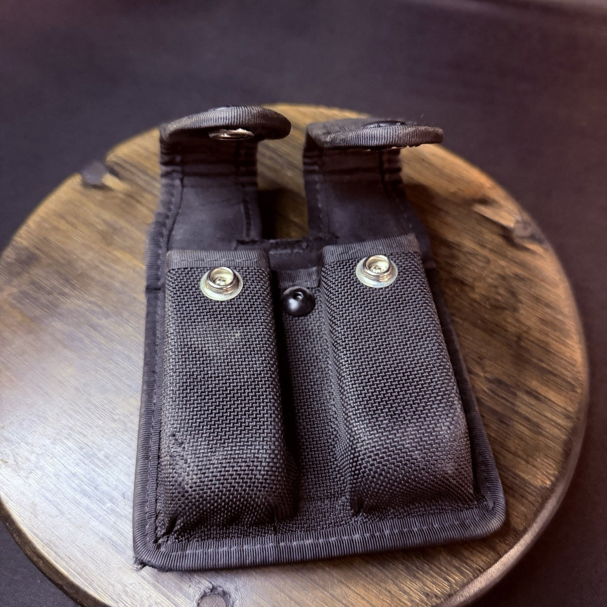 Safariland Double Pistol Magazine Pouch Black Nylon 2.25" Loop Black Snaps 4110
