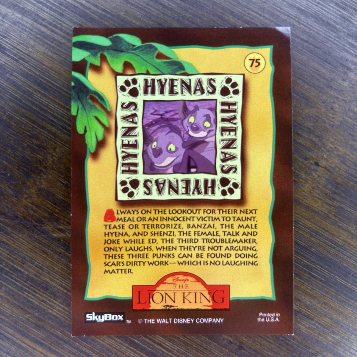 1994 SkyBox The Lion King Series 1 & 2 #75 Hyenas High Grade, See Photos