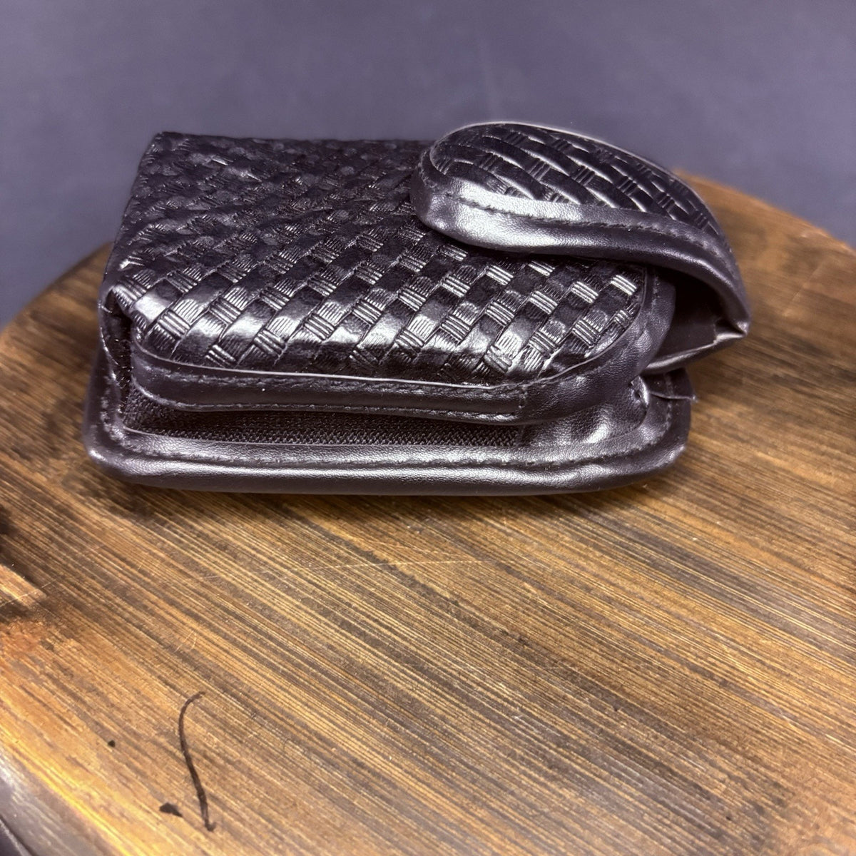 TUFF Leather Utility Recorder, Phone, Camera Pouch Basketweave w/Belt Clip