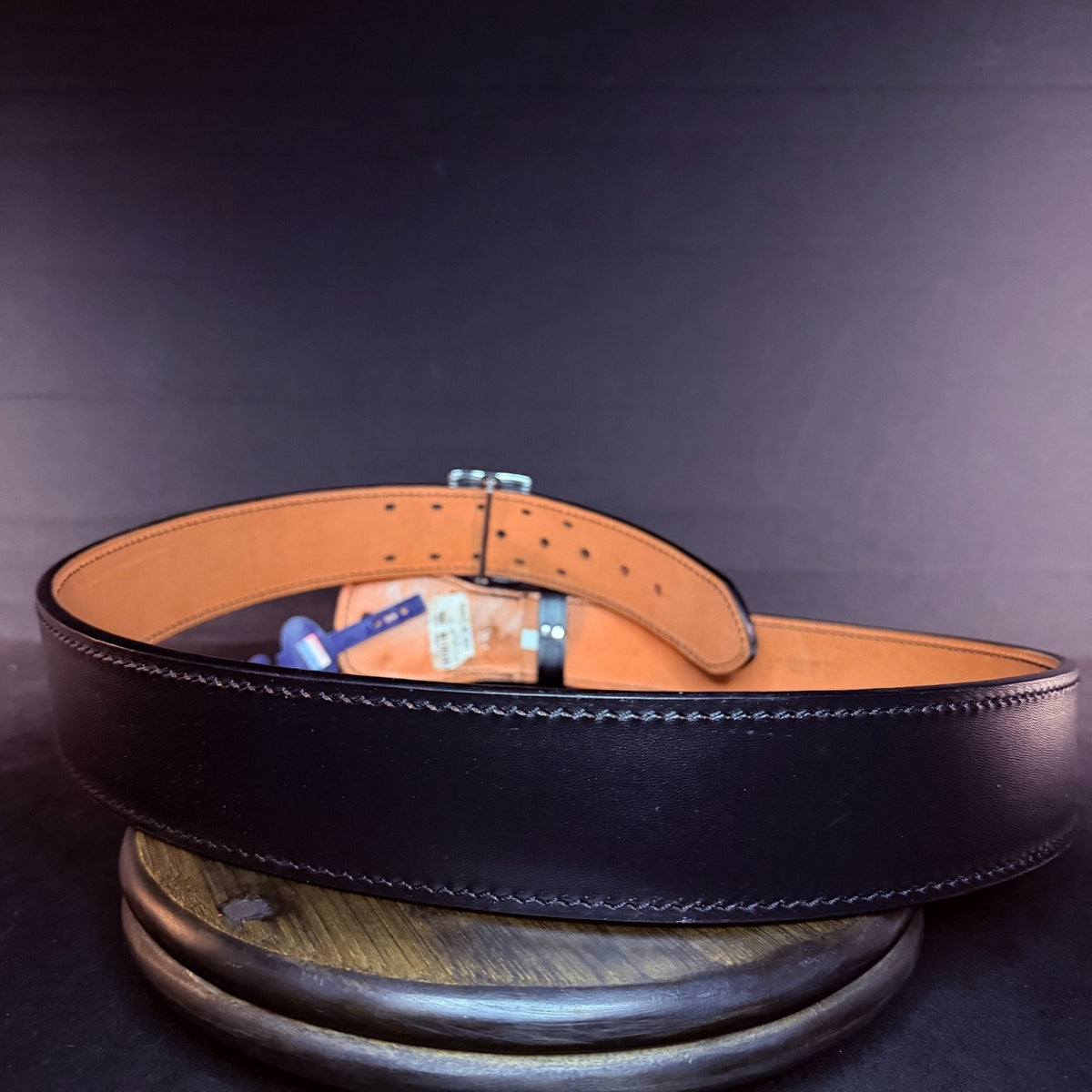 Dutyman Sam Browne Duty Belt Size 48" Plain Black Leather Nickel Buckle 2.25"