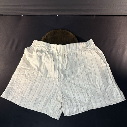 BLANKNYC Linen Blend Stripe Shorts Size Large High Rise Elastic Waist 5" Inseam