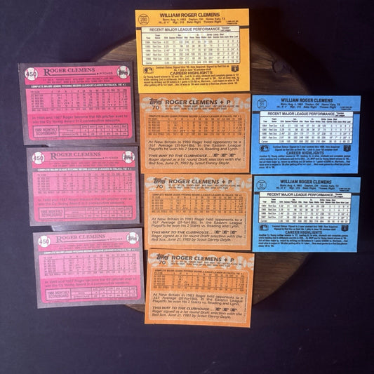 1987-1988 Roger Clemens (9) Card Lot, Topps & Donruss, #450, #280, #70, #51