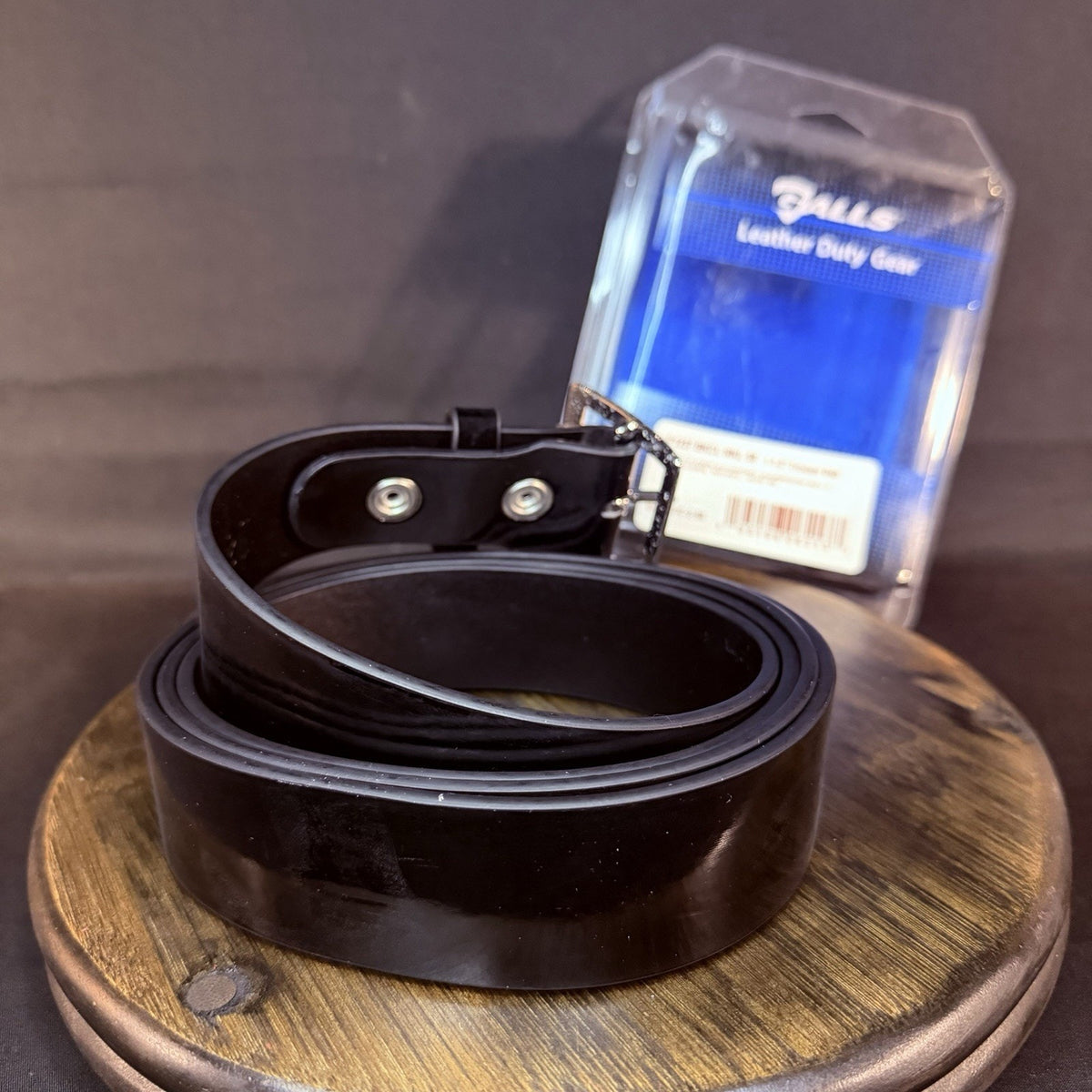 Galls Economy Belt Size 58" Hi-Gloss Black Leather 1.5" Wide Nickel Buckle 1237