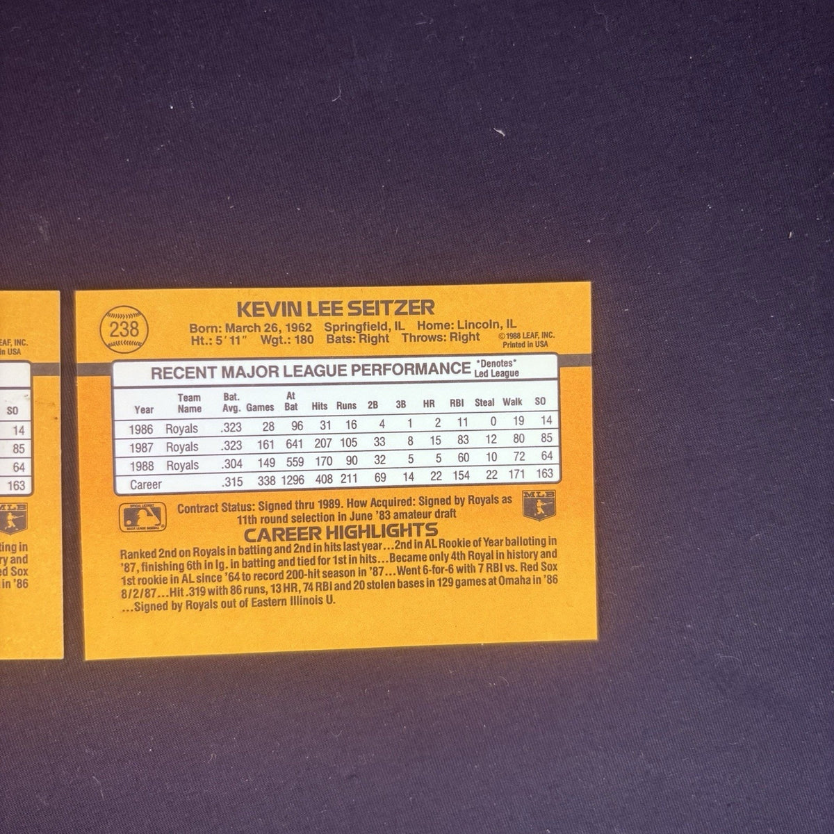 Kevin Seitzer (Lot Of 14) Trading Cards #670, #510, #292, #55, #238, No. 10