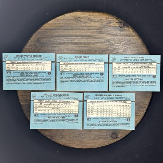 Donruss 1988 High Grade Cards #587, #589, #588, #568, #569 MLB Baseball (Lot 5)