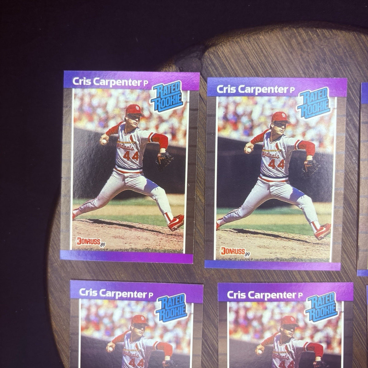 Lot of (6) 1989 Donruss #39 CHRIS CARPENTER (RATED ROOKIE) St. Louis Cardinals