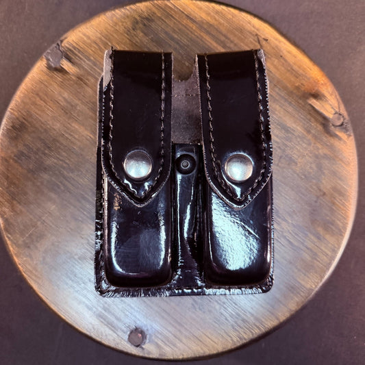 Safariland 77 Double Magazine Pouch S&W M&P 9mm Pistol Mags Hi-Gloss Leather