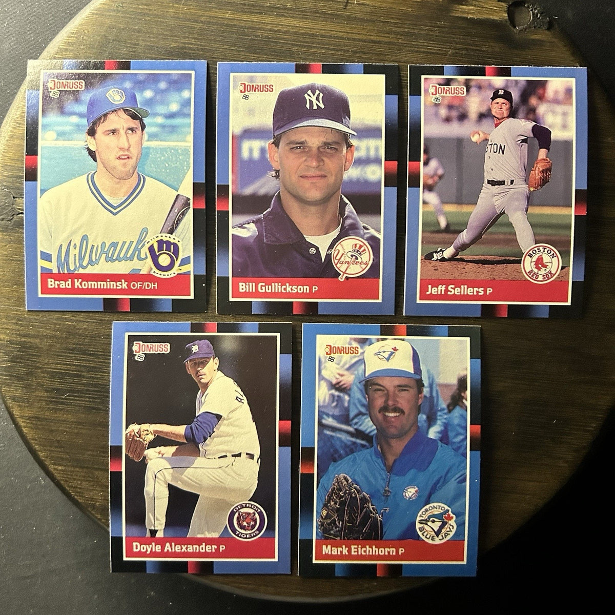 Donruss 1988 High Grade Cards #583, #586, #585, #584, #121 MLB Baseball (Lot 5)