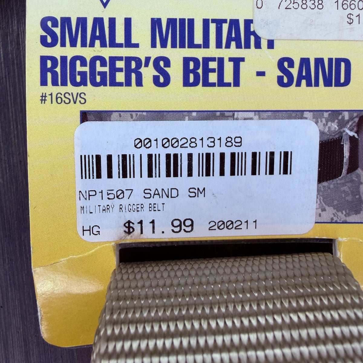 Raine Military Riggers Belt Size Small 27"- 31" Sand 1.75" Nylon, Metal Buckle