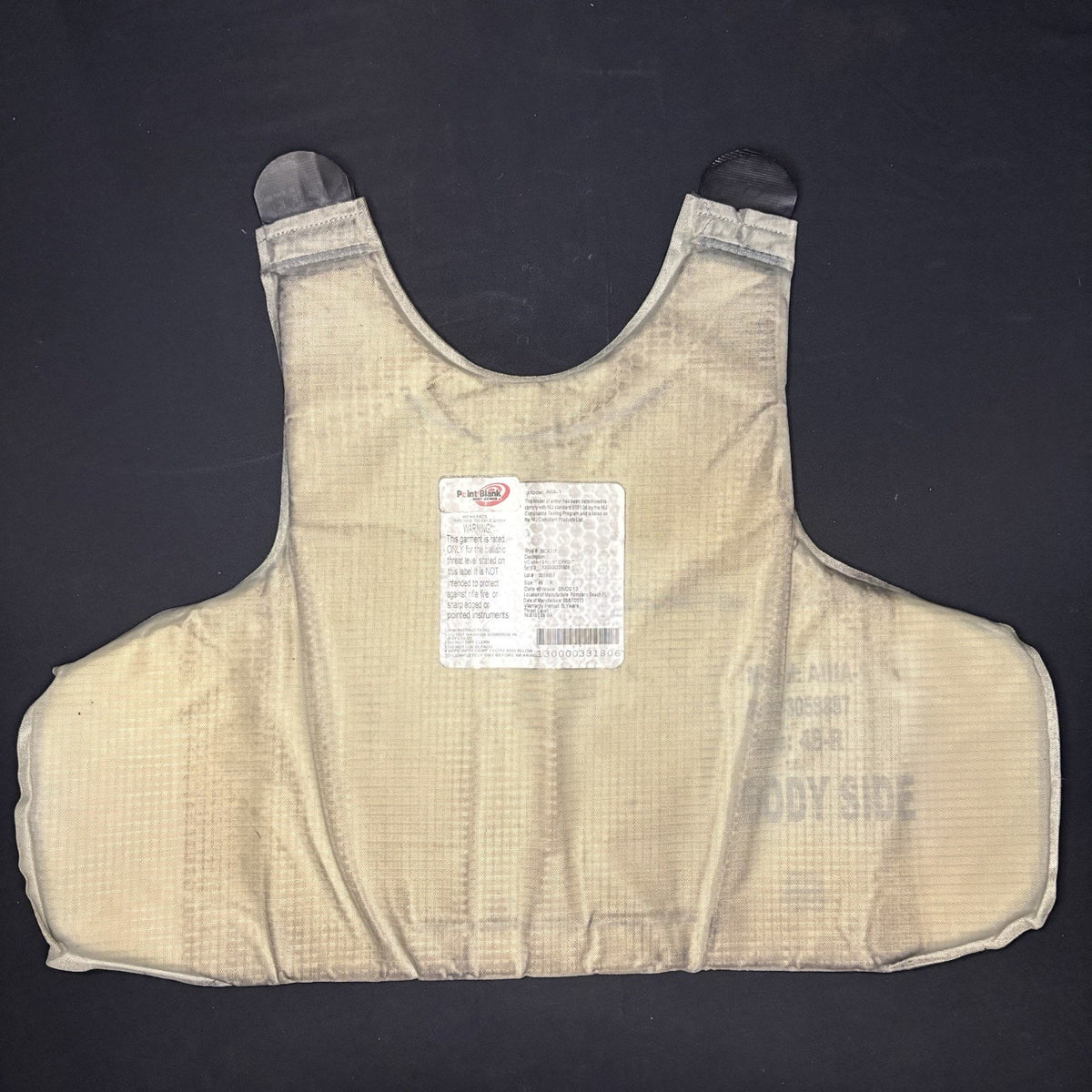 PB Armor 3A Bullet Proof Vest IIIA Size Large w/ Trauma Plate Concealable Vest