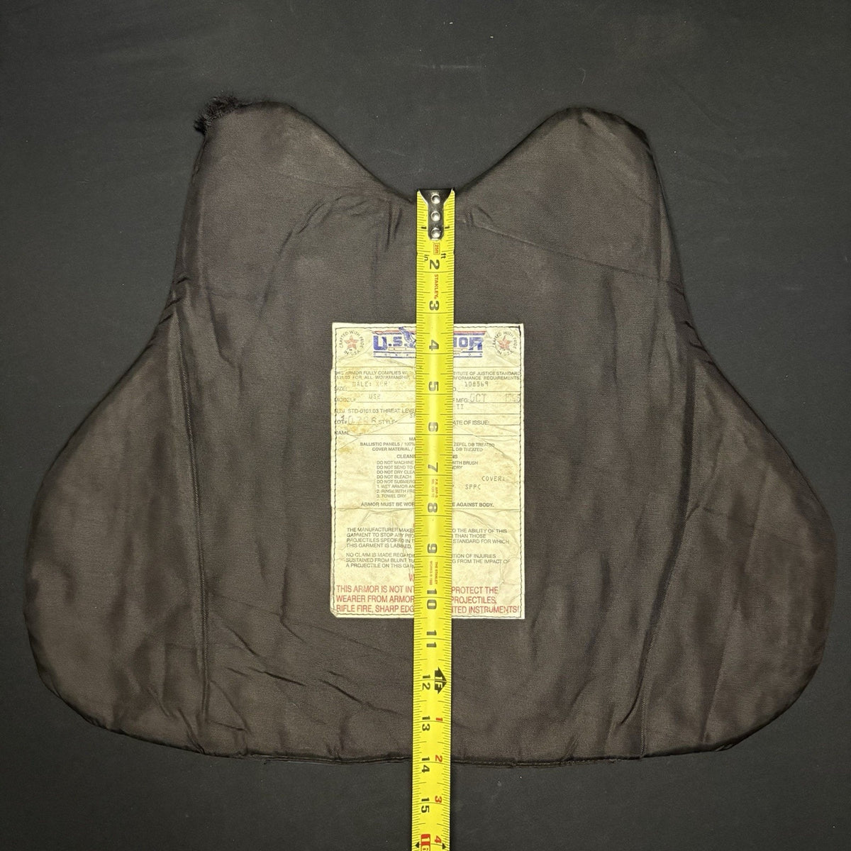 US Armor Ballistic Level 2 II Vest Size XL Made In USA Concealable Bulletproof