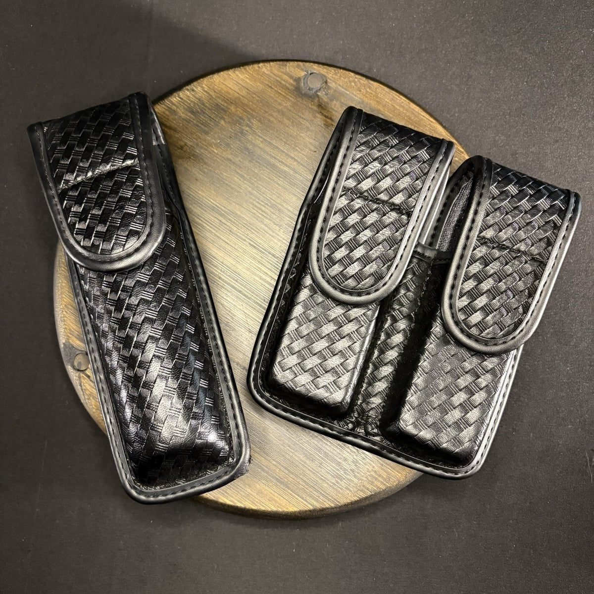 Bianchi Magazine Carrier Size .45/10mm And Flashlight Pouch Basketweave Accumold