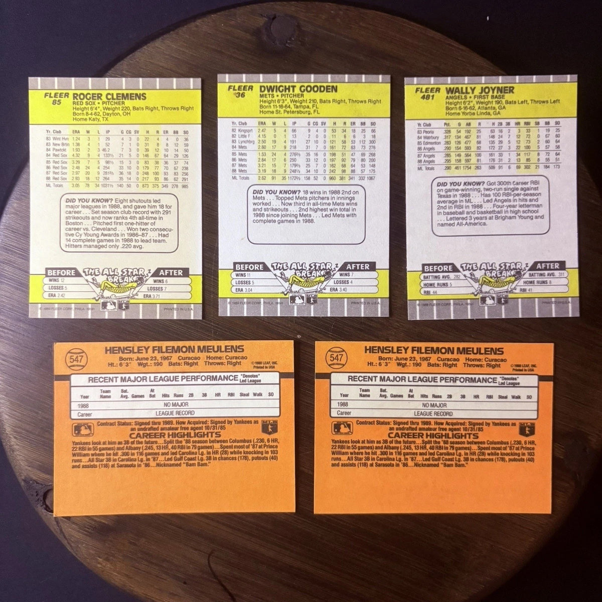 1989 Donruss #547 Fleer #85, #36, #481 High Grade Baseball Card Lot Of (5)