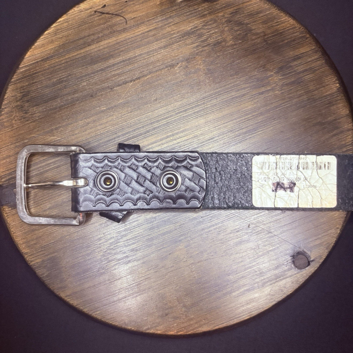 Boston Leather Off Duty Belt Size 32" Basketweave w/ Chrome Buckle Made in USA