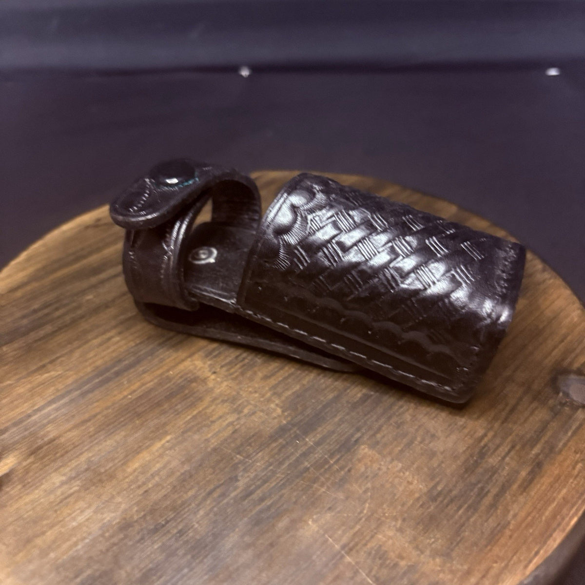 First Defense Pepper Spray Pouch Duty Belt w/ Snap Basketweave Leather