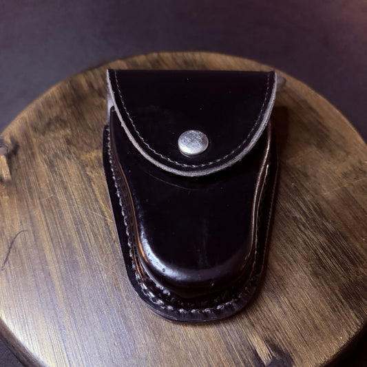 Gould & Goodrich Handuff Case Black High Gloss Leather Nickle Snap H71CL