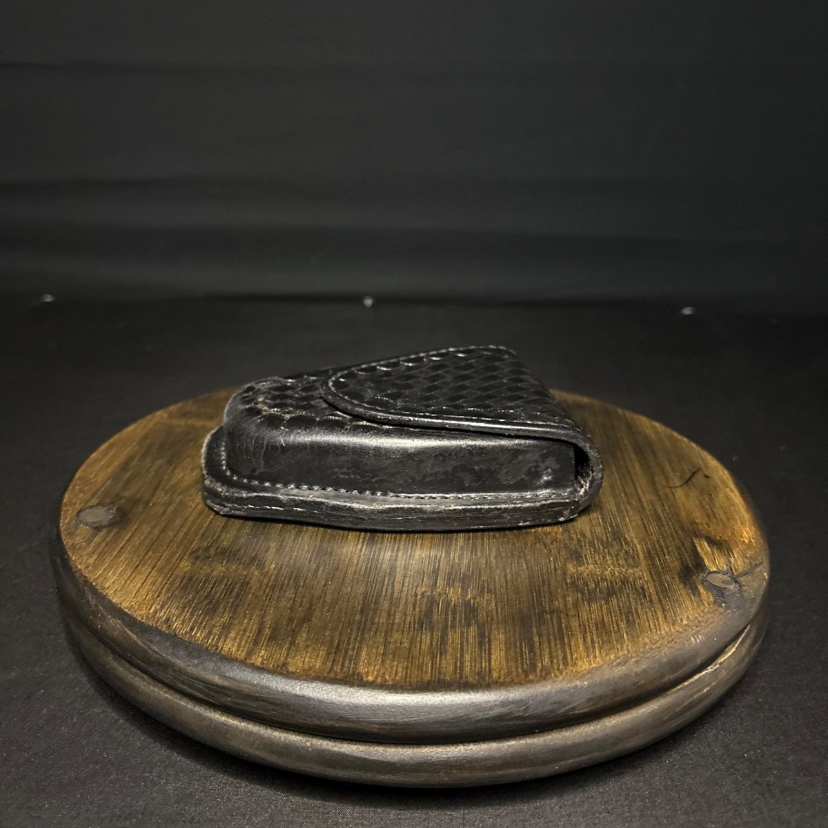AETCO Handcuff Case Hidden Snap Black Basketweave Leather