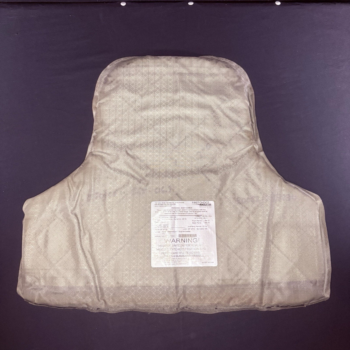 N Force Bulletproof Vest Level 2 II Size Medium Ballistic Concealable Vest