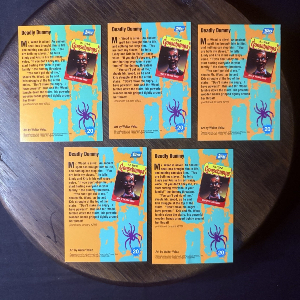 1996 Topps Goosebumps Lot Of (5) #20 Deadly Dummy High Grade Topps Trading Cards