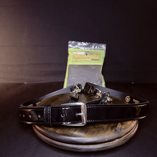 Boston Leather Duty Belt Shoulder Strap Size XL Hi-Gloss Leather, Nickel 6511XL