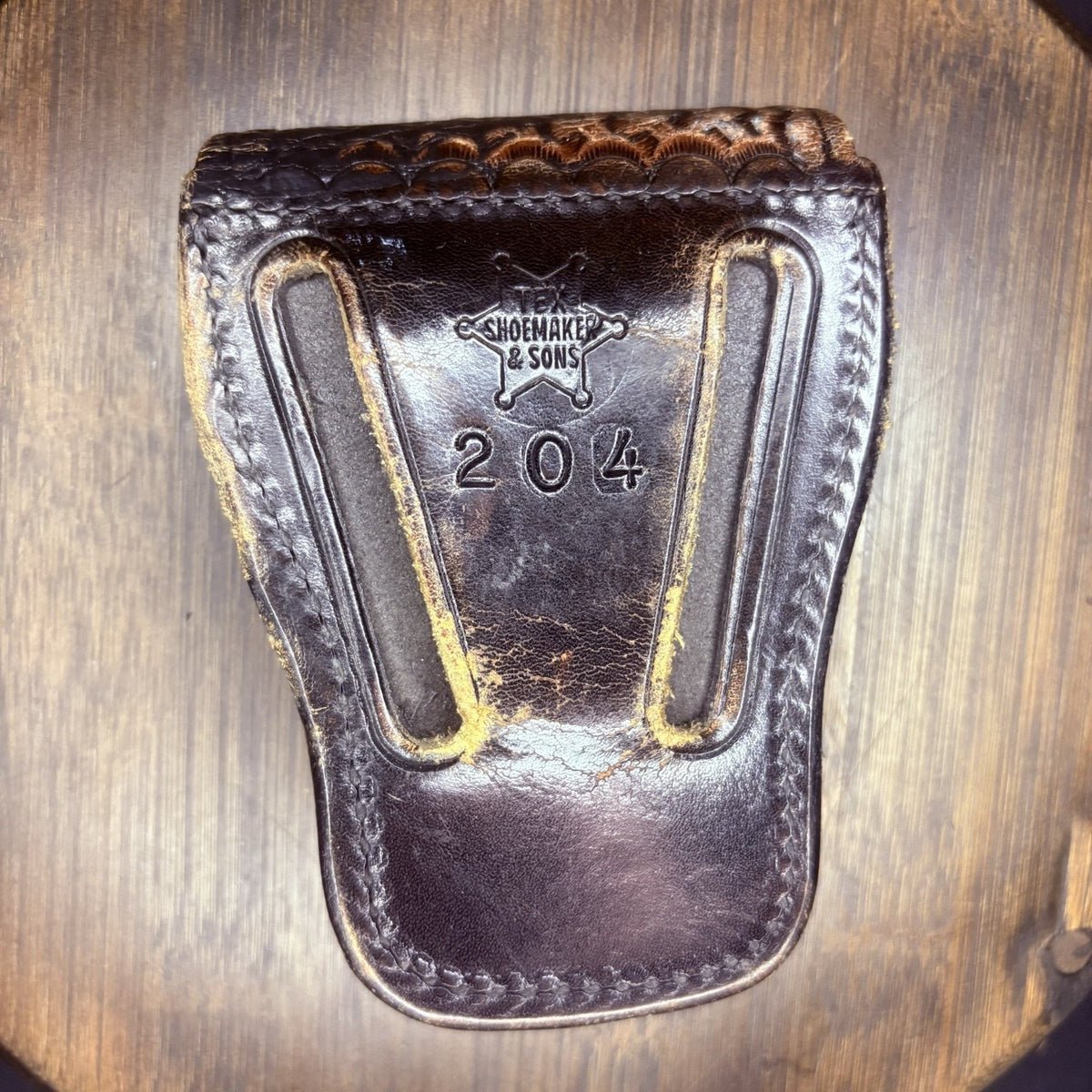 Tex Shoemaker Handcuff Case (204)Black Basket Leather Chrome Snap Chain or Hinge