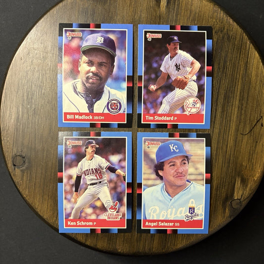 1988 Donruss High Grade MLB Trading Card #496, #497, #501, #502 Lot Of (4)