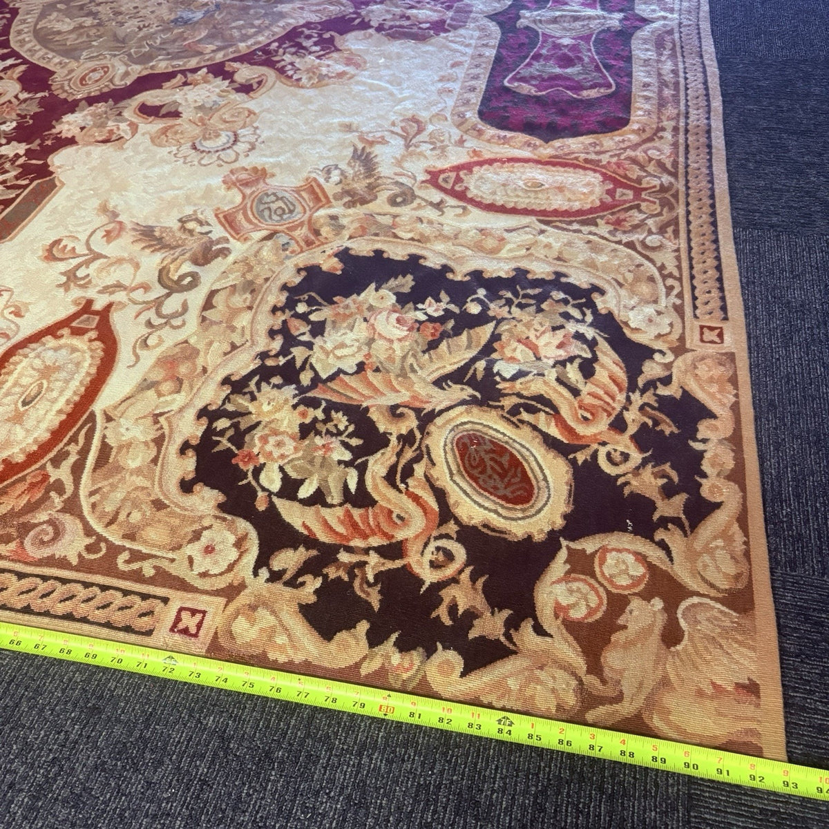 Antique French Tapestry 10x8, 19th Century, Hand Woven Aubusson Dragons