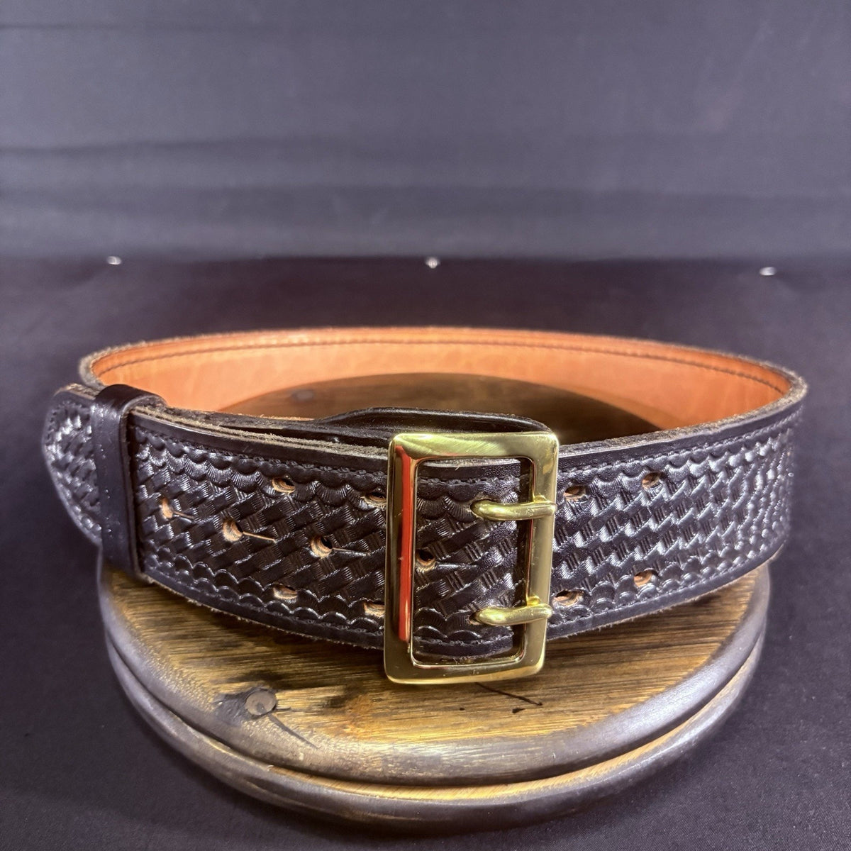 Tex Shoemaker Duty Belt Size 28" BRAND NEW EXTREMELY RARE Basketweave, Brass