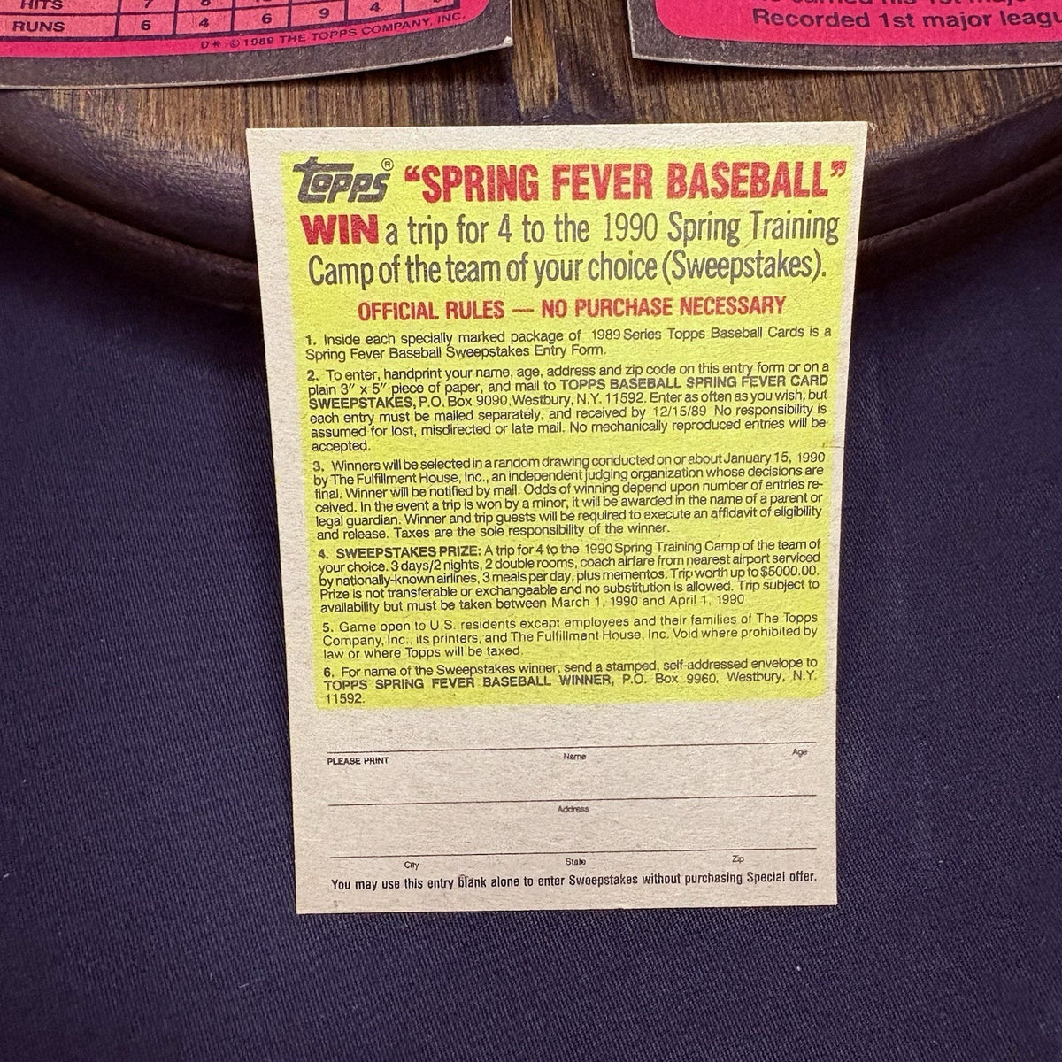 1989 Topps High Grade MLB Card #534, #622, #239, #338, #102, #478, Company Store