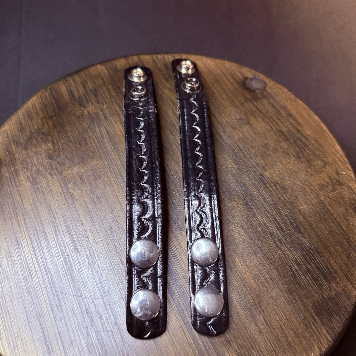 Basketweave Belt Keeper Chrome Nickle Snap 7.5" Set Of 2