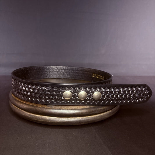 Dutyman Garrison Duty Belt Size 28" Chrome 3 Snap Closure Basketweave Leather