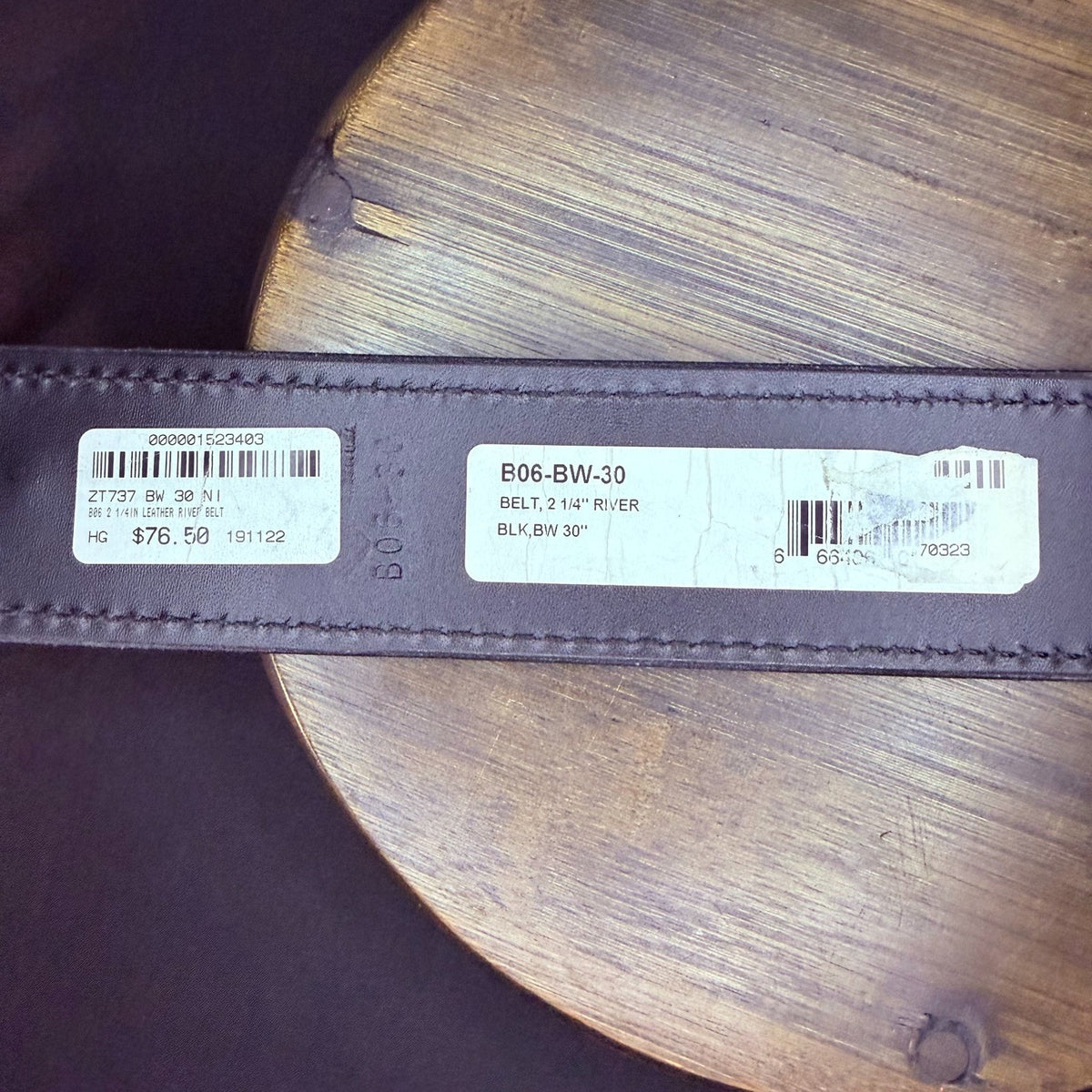 Aker River Belt Size 30" Black Basketweave Leather Duty Work Belt 2.25" Wide