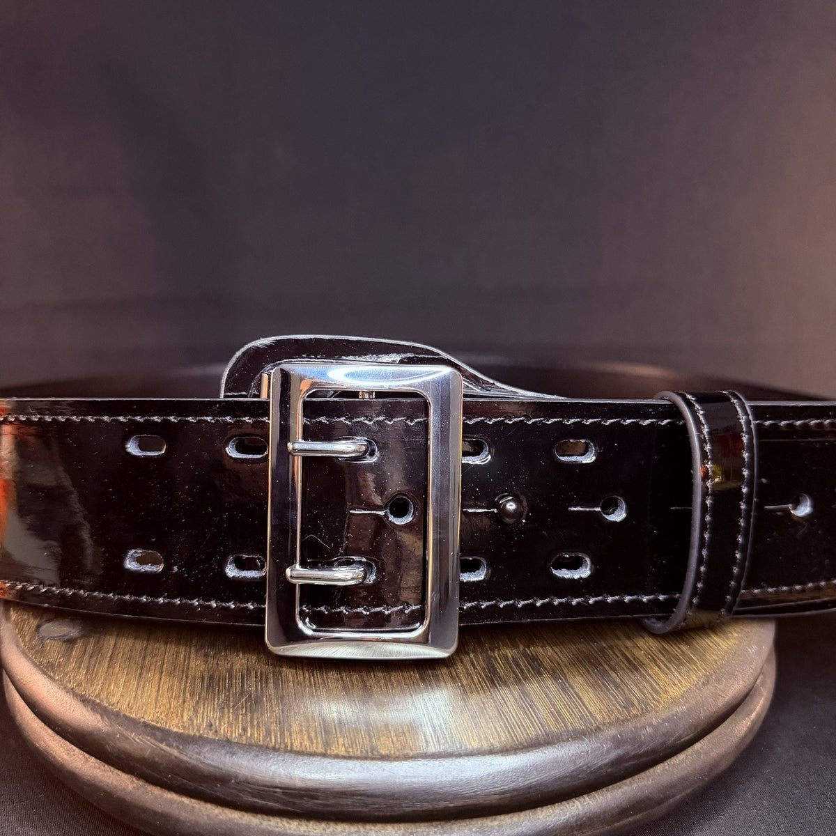 Galls Duty Belt Size 50" G-Flex Sam Browne High Gloss Leather Nickel Buckle 1348