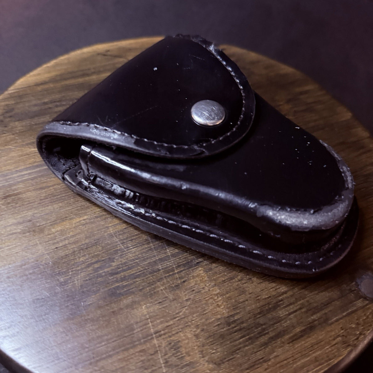 Gould & Goodrich Handuff Case Black High Gloss Leather Nickle Snap H80