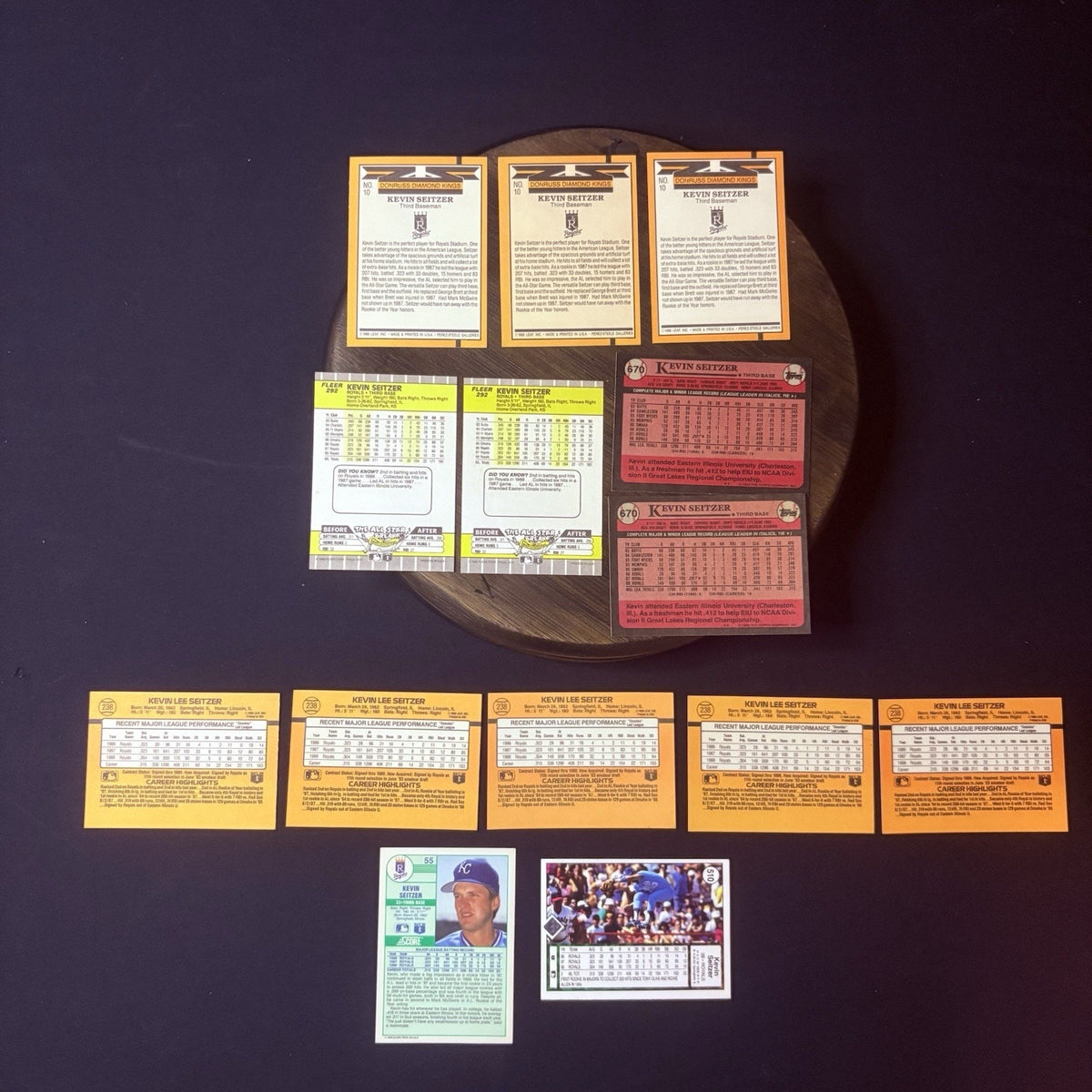 Kevin Seitzer (Lot Of 14) Trading Cards #670, #510, #292, #55, #238, No. 10