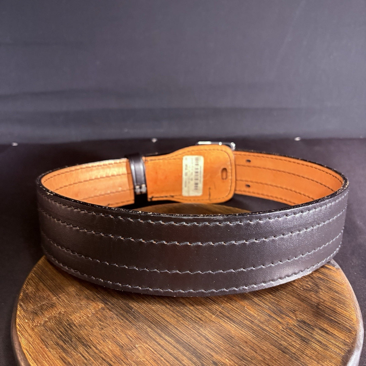 DutyMan Duty Belt Size 30” Black Plain Leather Chrome Buckle 4 Row Stitched 4011
