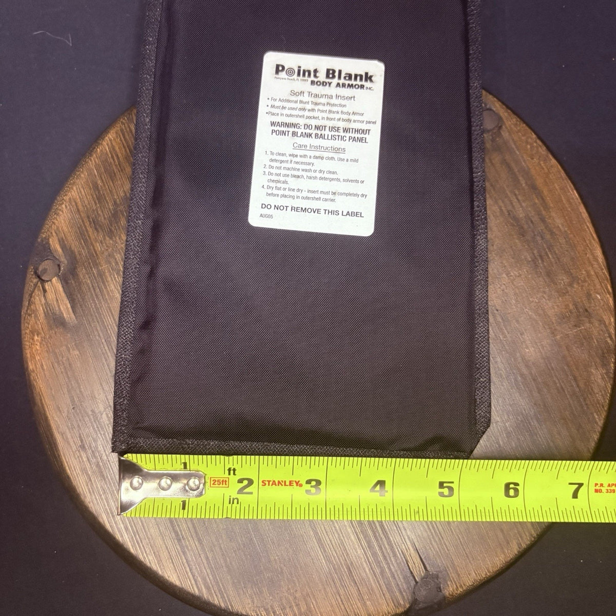PB Trauma Plate Insert 5x8 Soft Impact Panel Body Armor BLACK