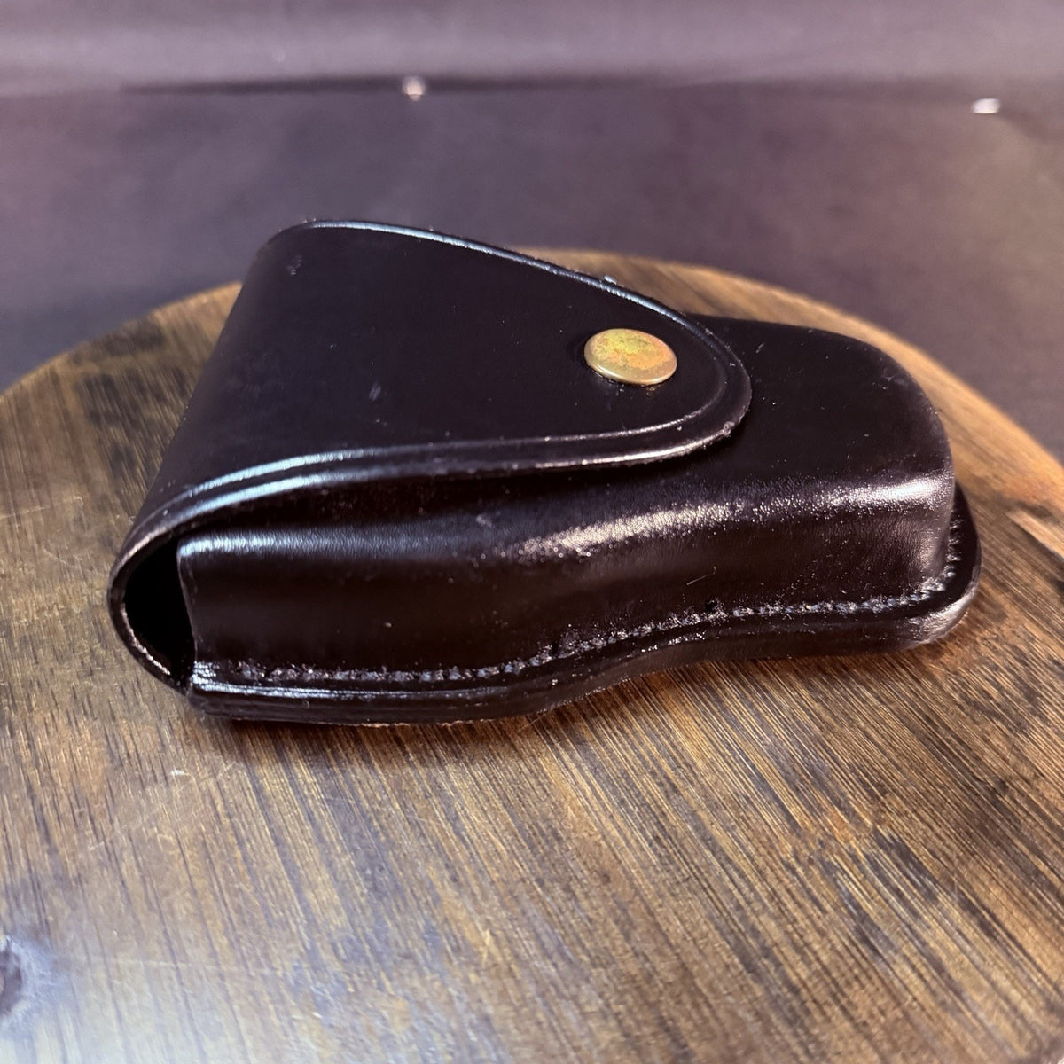 Don Hume Handcuff Case Brass Snap Plain Black Leather Model C303