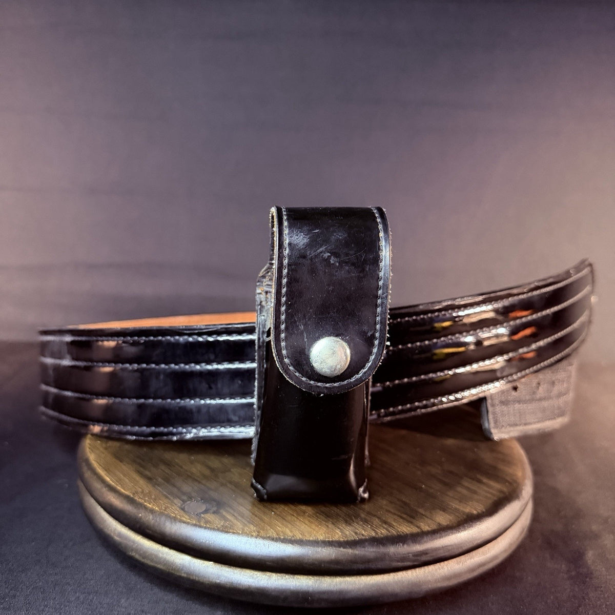 Don Hume Duty Belt Size 40" Black High Gloss Leather B120 w/Mace Pouch 2.25"