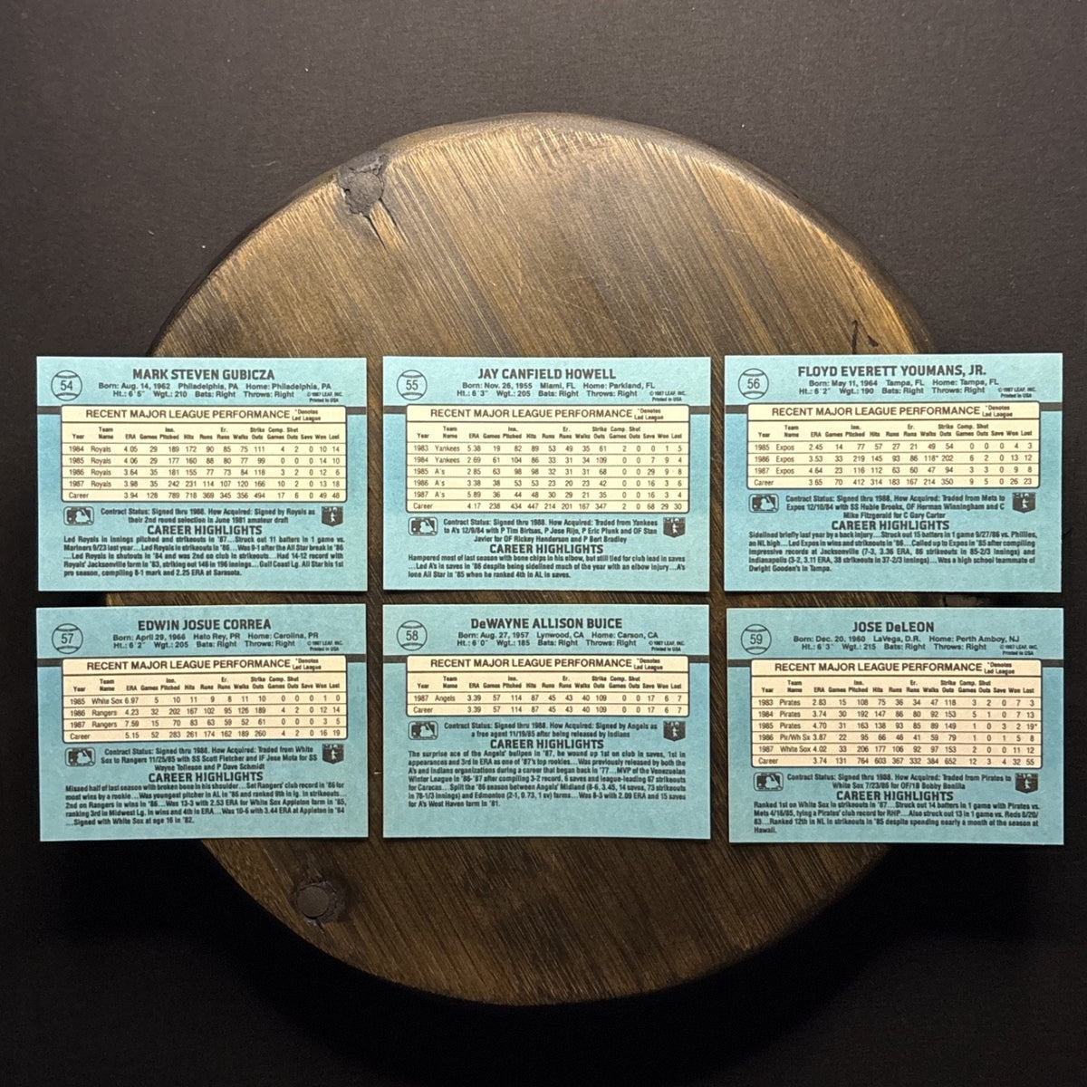Donruss 1988 High Grade Cards #54, #55, #56, #57, #58, #59 (Lot of 6)