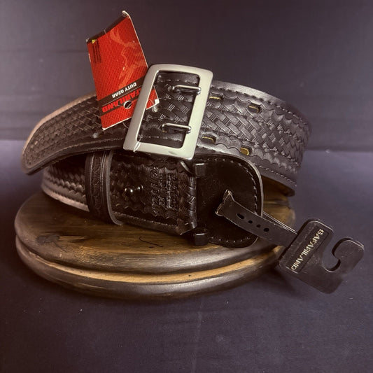 Safariland Model 87 Duty Belt - Size 32 - Sued Lined Basketweave - Black/Chrome