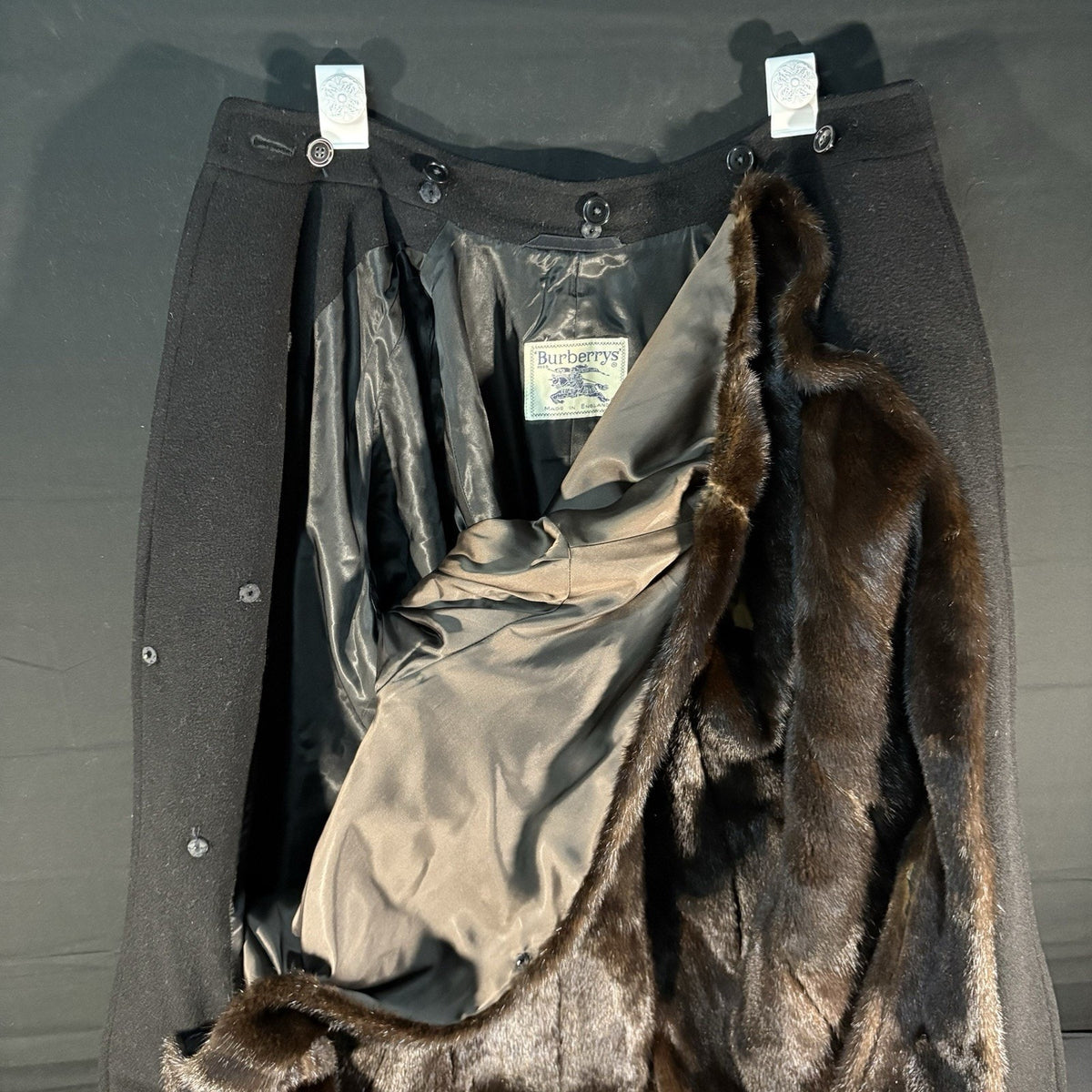 Burberry Mink Fur Coat Over Coat Women’s Size Large Camel Hair w/ Removable Fur