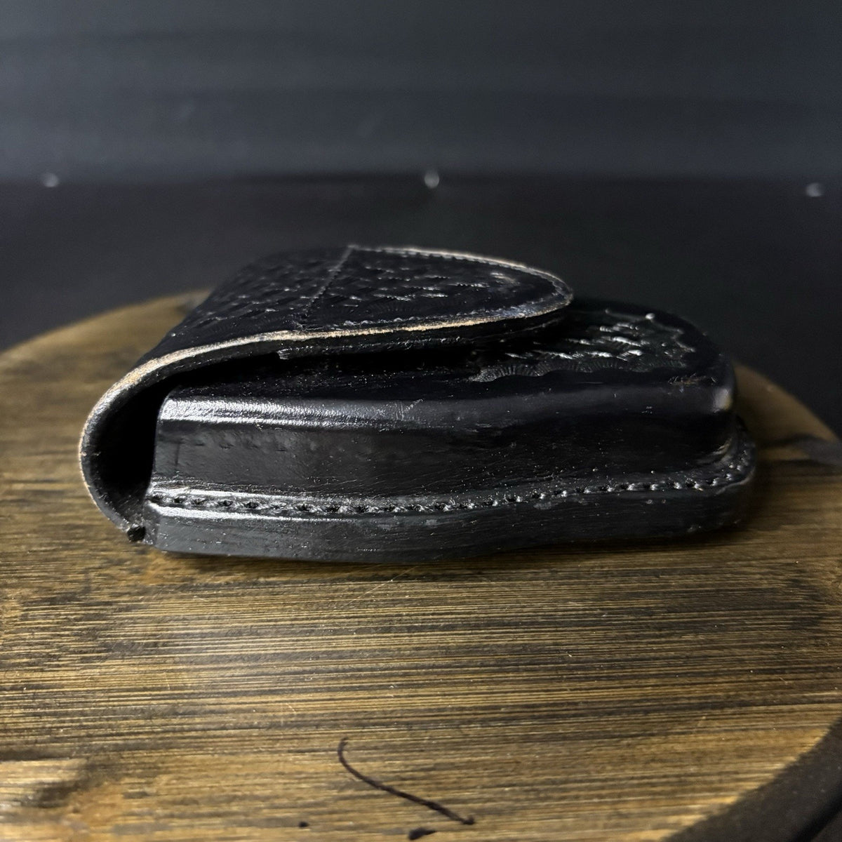 JS Leather Basket Weave Handcuff Case Law Enforcement Hidden Snap