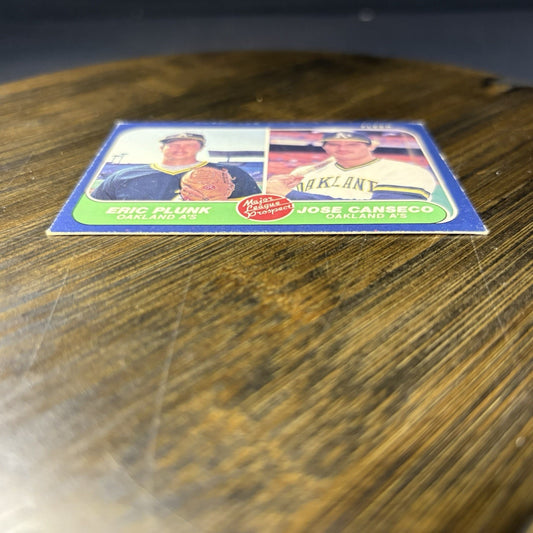 1986 Fleer Eric Plunk/Jose Canseco Rookie Card RC #649 Oakland Athletics